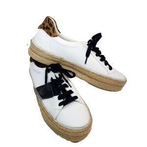 Coconuts by Matisse Leopard Print SZ 9 Tennis Shoe  white  with black  stripe